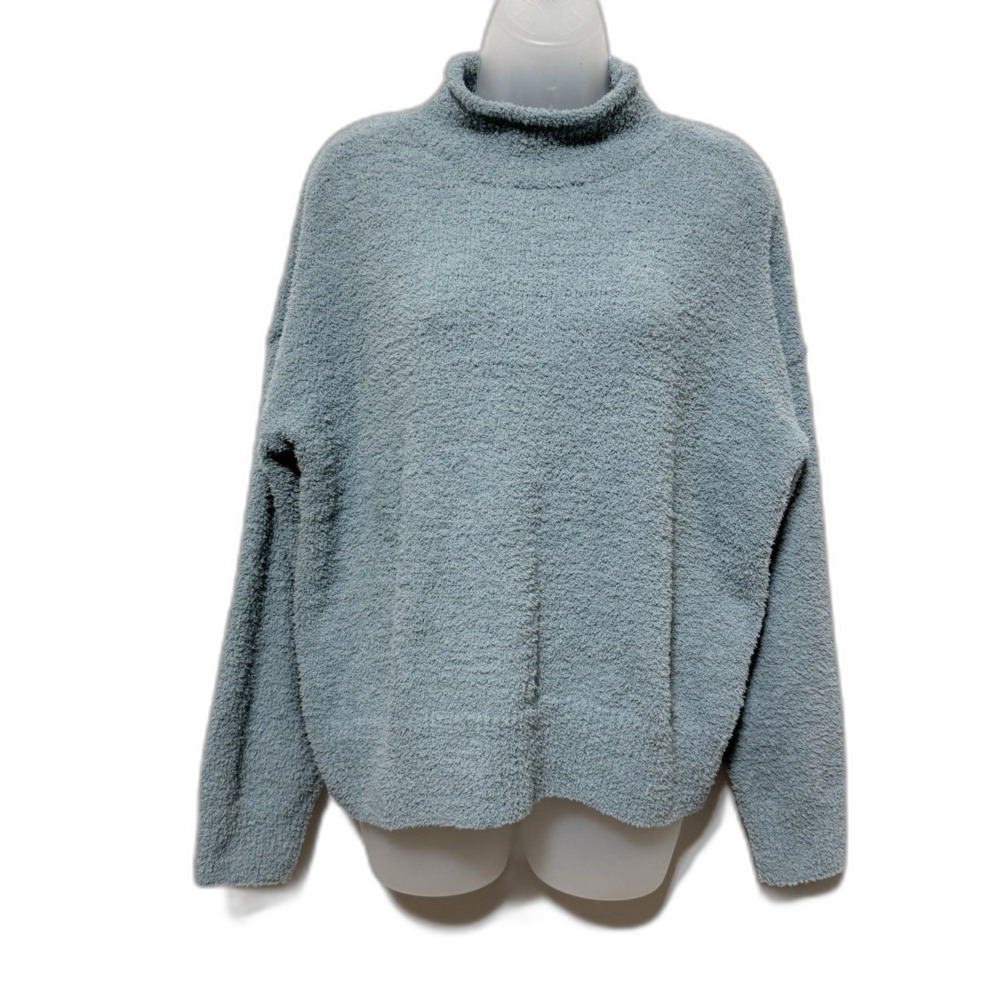 Sincerely Jules Womens Blue Soft Fuzzy Turtleneck Sweater L